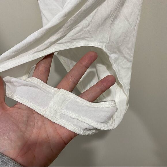 Forever 21 bodysuit white shoulder pads size small button snap - Picture 7 of 8